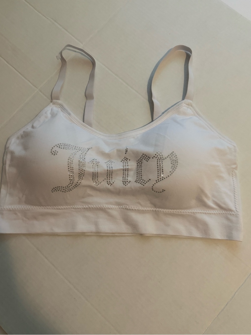 Juicy Couture White Crystal Logo Bralette NWOT